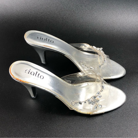Rialto Onasis Women’s Clear Silver Heel Sandals Size 6M - Picture 4 of 10